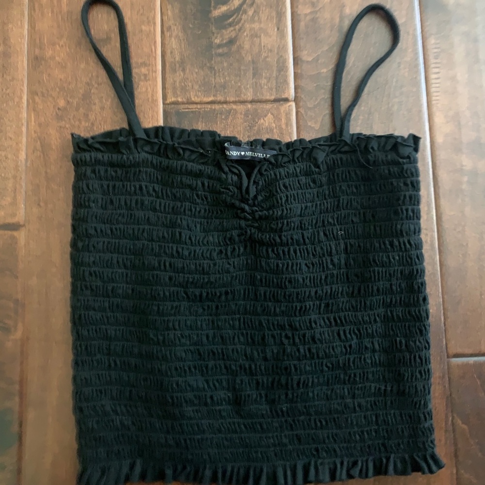Brandy melville black ruched/ruffle tank